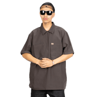 FB COUNTY Short Sleeve Zip Shirt - BROWN